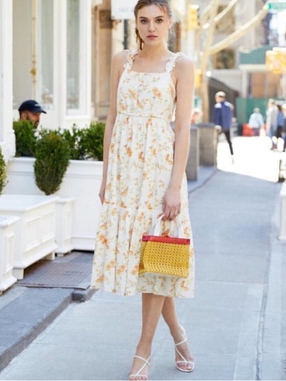 LoveShackFancy Dress Ann Midi Pockets Floral Sunshine Cotton Linen Lined Size L - Picture 5 of 16